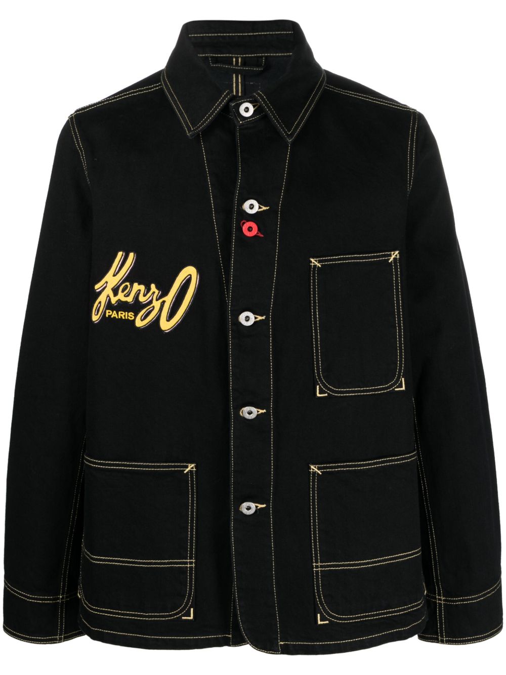 Kenzo logo 贴花衬衫式夹克 - 黑色