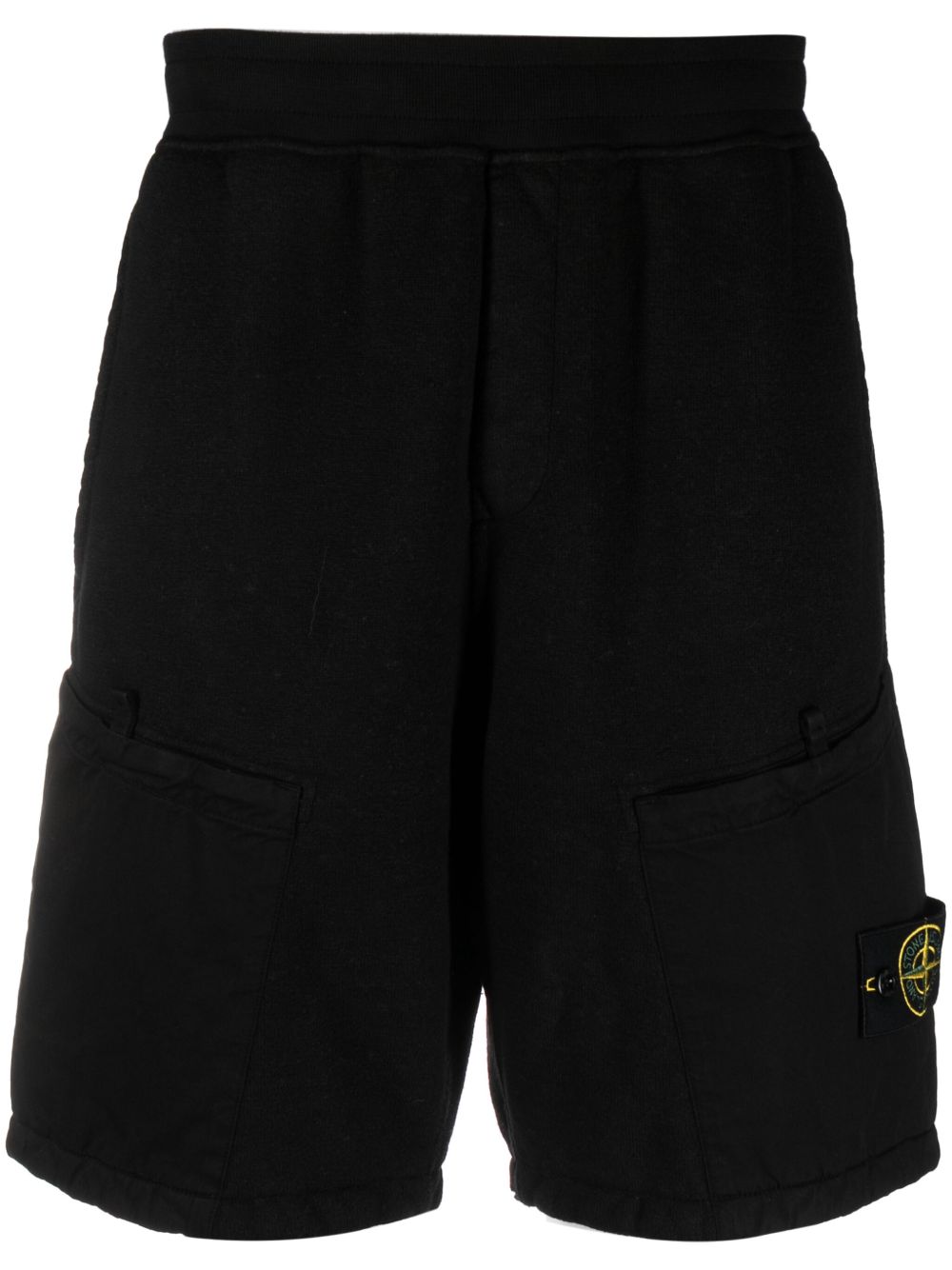 Stone Island 罗盘徽章抓绒毛巾布百慕大短裤 - 黑色