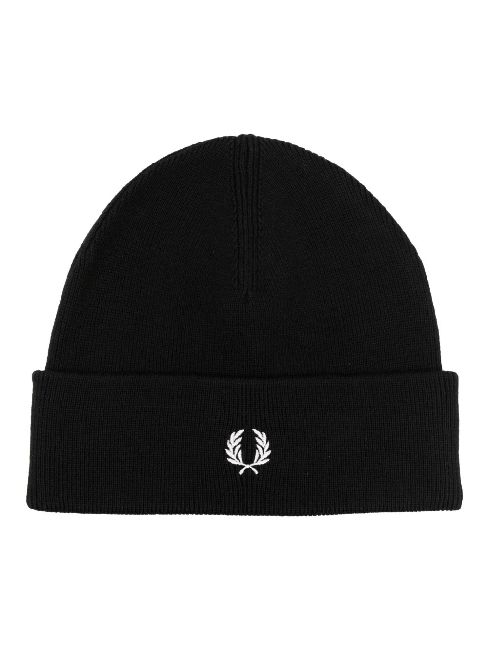 Fred Perry logo刺绣针织套头帽 - 黑色