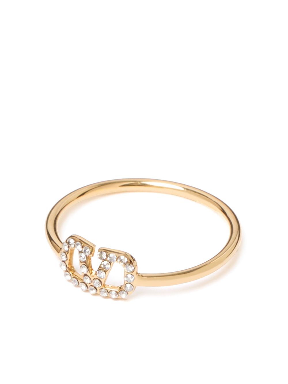 Valentino Garavani VLogo Signature 晶饰戒指 - 金色