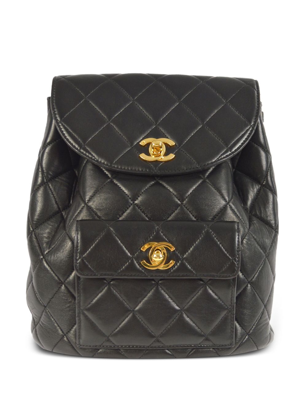 CHANEL Pre-Owned Duma 皮质双肩包（1995年典藏款） - 黑色