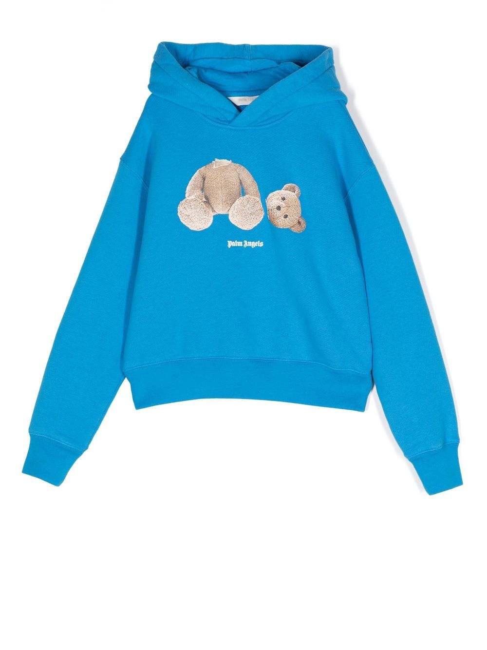 Palm Angels Kids logo印花连帽衫 - 蓝色