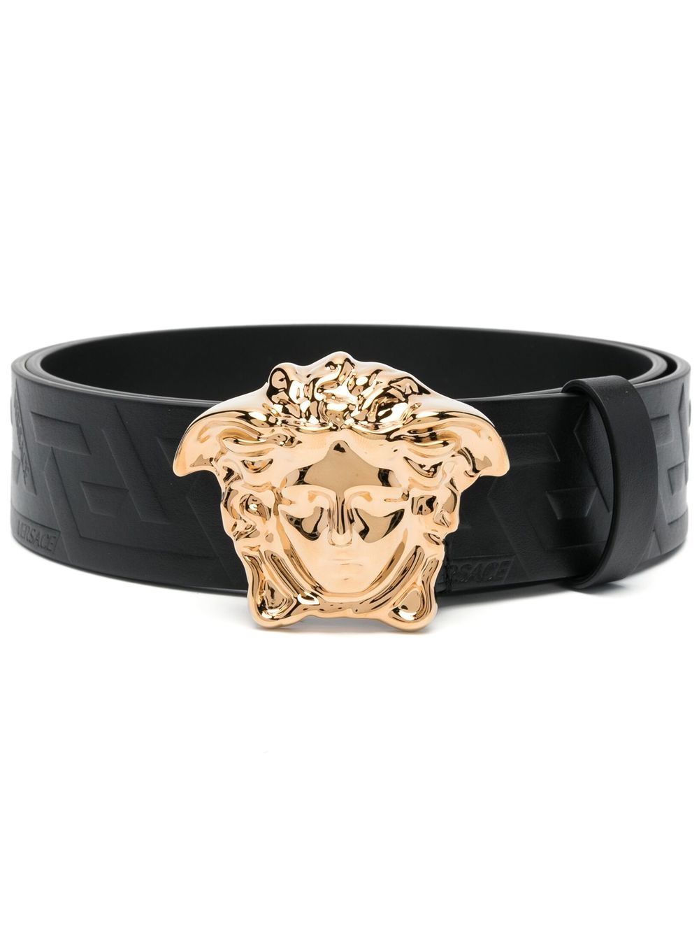 Versace La Medusa Greca 皮质腰带 - 黑色