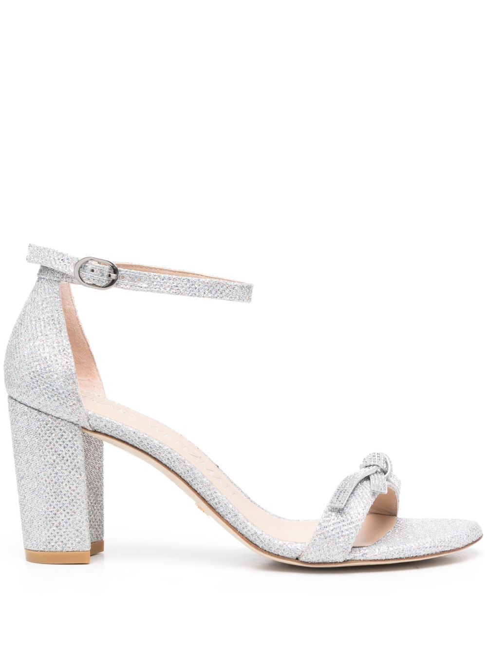 Stuart Weitzman Nearlynude 晶饰中跟凉鞋 - 银色