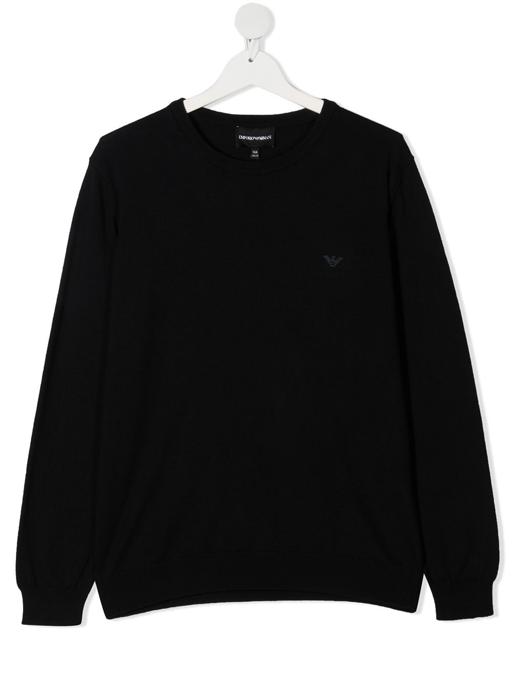 Emporio Armani Kids logo刺绣毛衣 - 蓝色