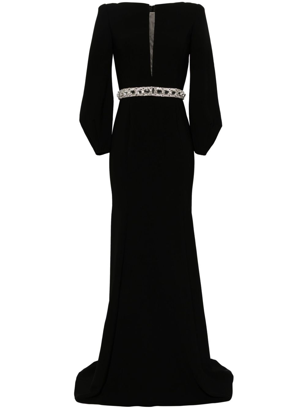 Jenny Packham Layla 超长绉纱连衣裙 - 黑色