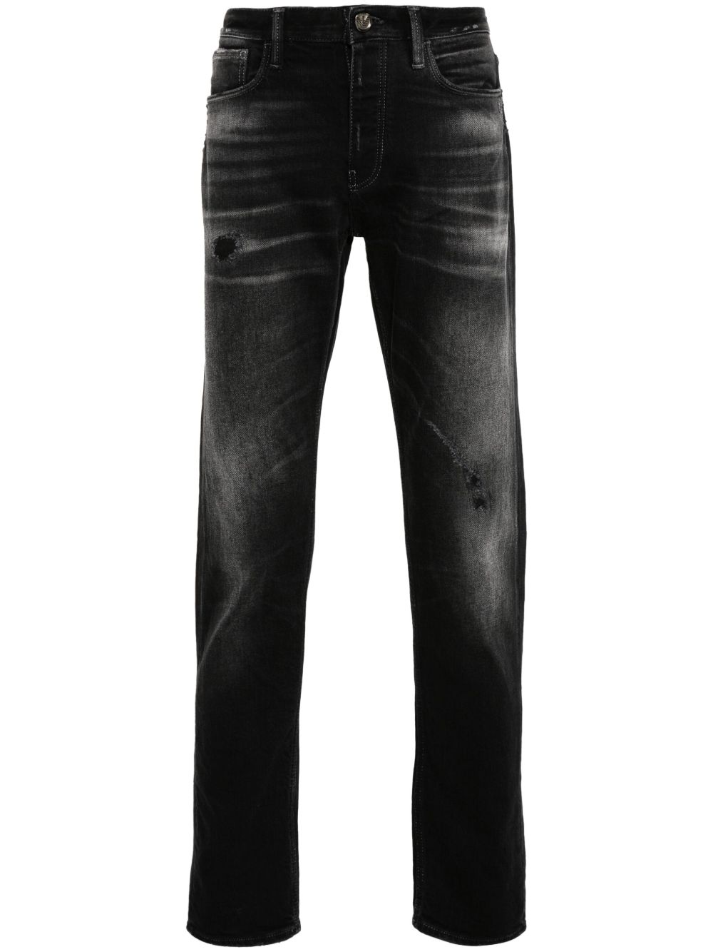Emporio Armani 标贴牛仔裤 - 黑色