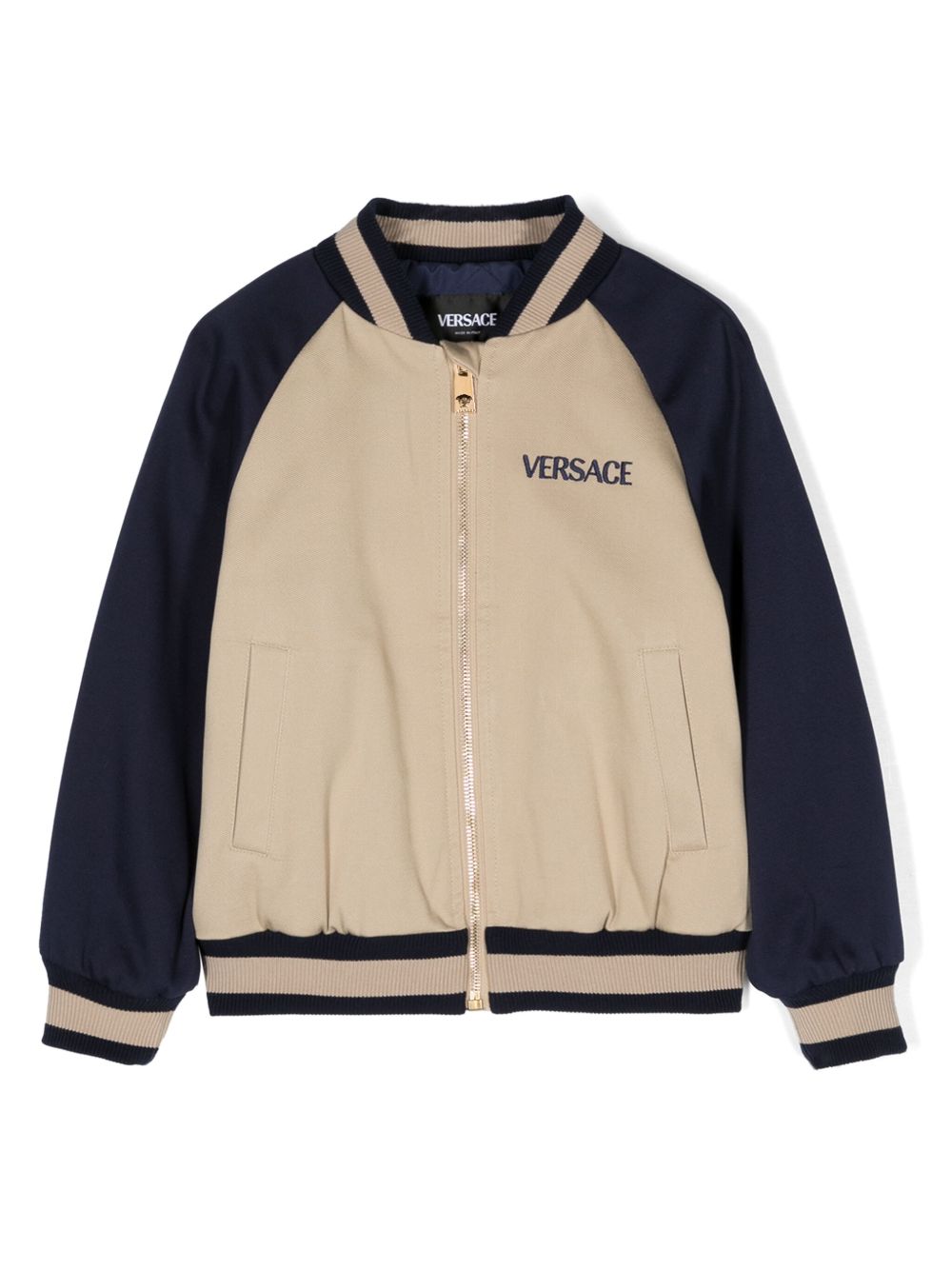 Versace Kids logo刺绣飞行员夹克 - 中性色