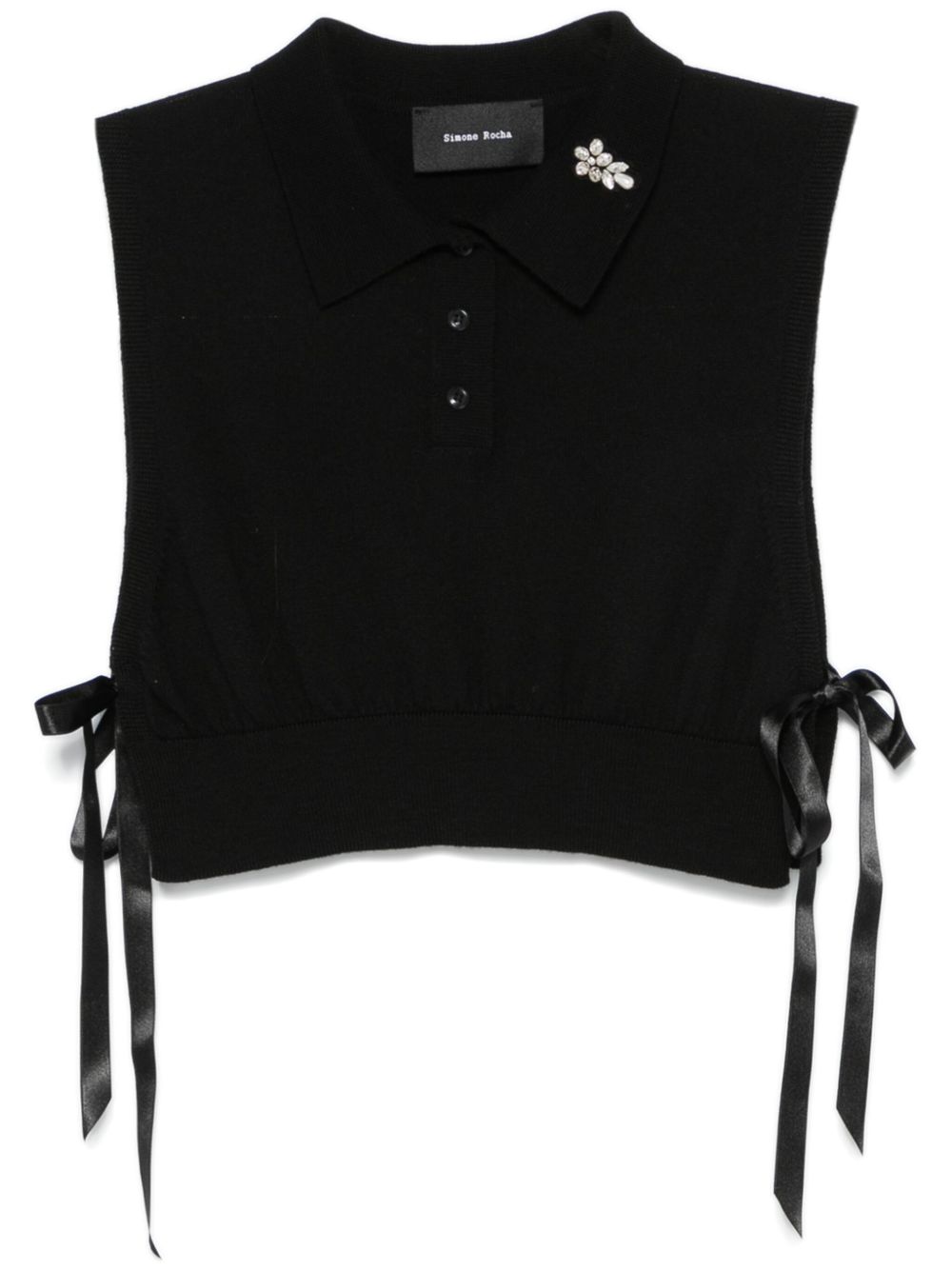 Simone Rocha 短款polo领马甲 - 黑色