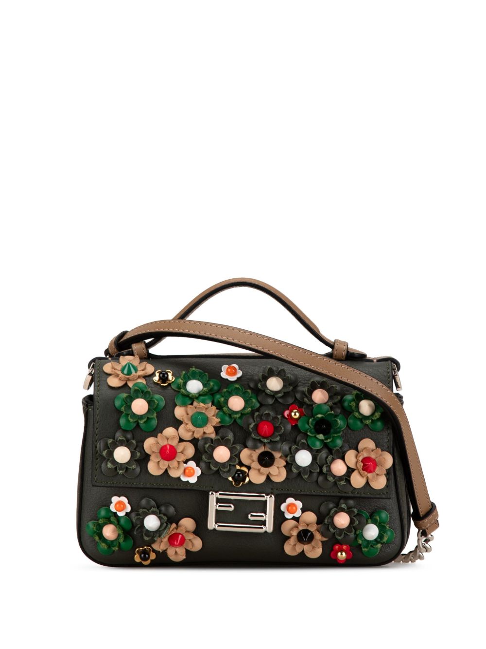 Fendi Pre-Owned Micro Flowerland Double Bagbaguette 皮质斜挎包（2010-2023年典藏款） - 绿色