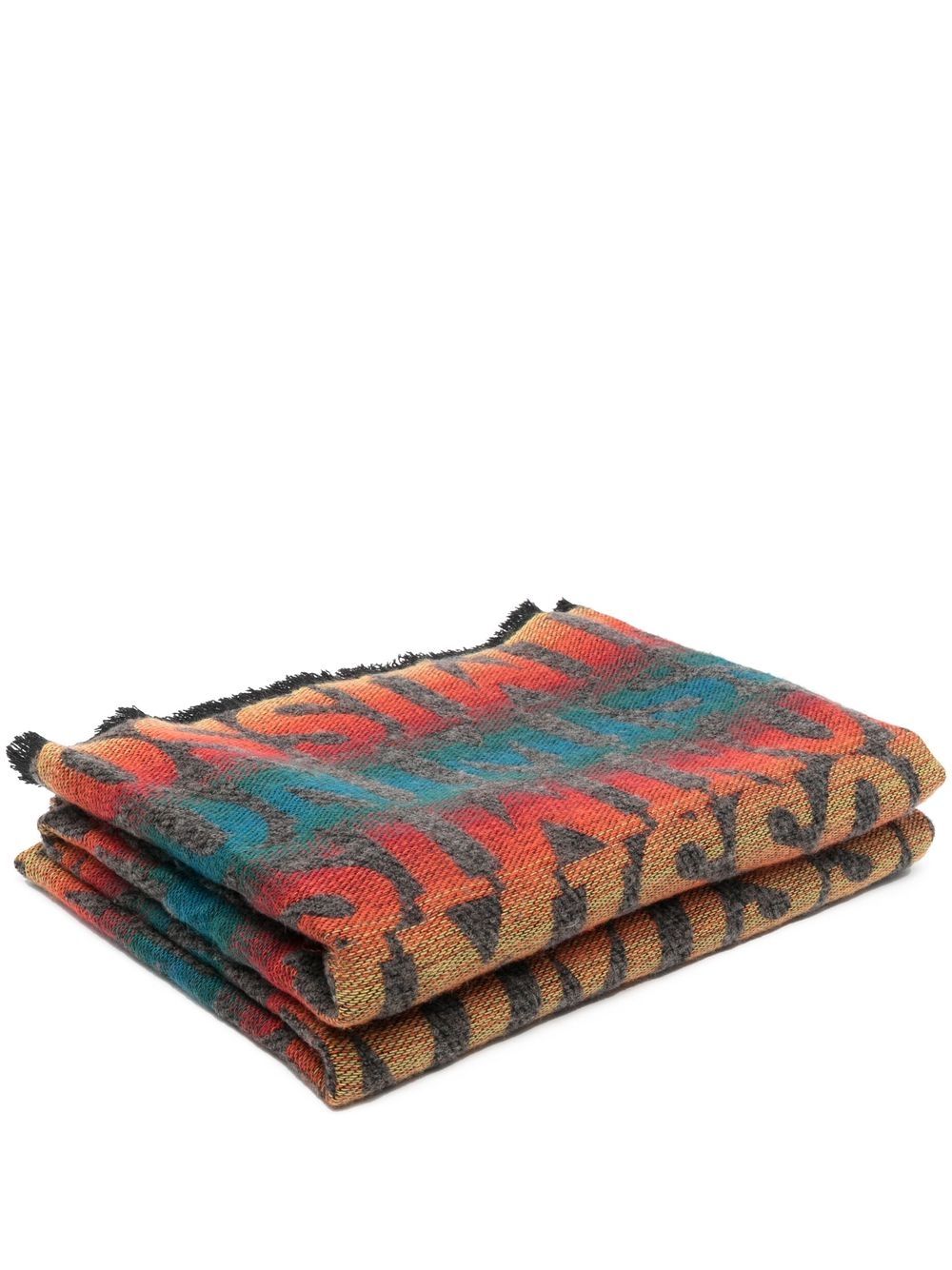 Missoni Home logo嵌花针织毯 - 灰色
