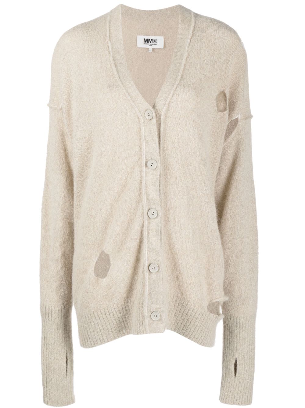 MM6 Maison Margiela V领仿旧开衫 - 中性色