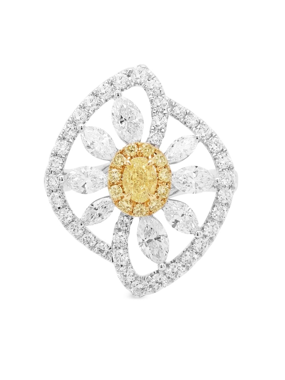 HYT Jewelry 18K白金黄金钻石戒指 - 银色