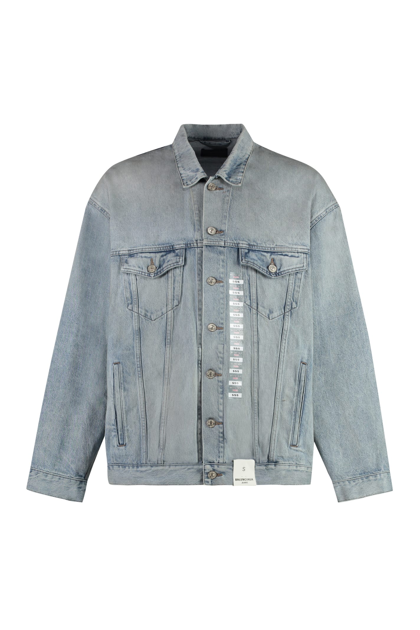 Balenciaga Denim Jacket With Size Sticker Pattern