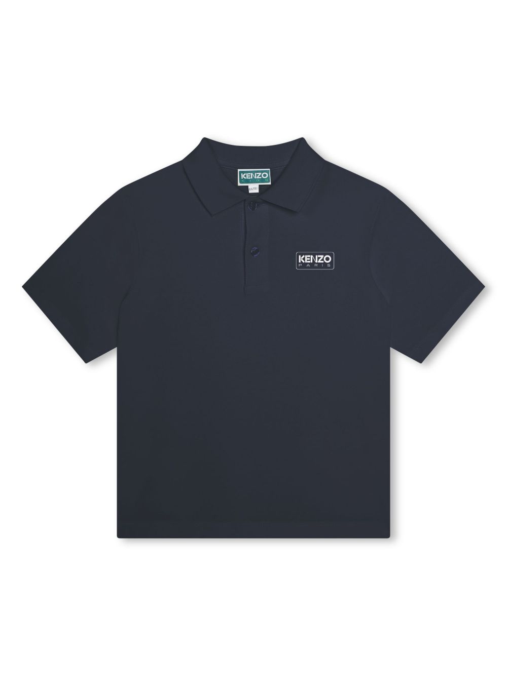 Kenzo Kids logo印花珠地布编织polo衫 - 蓝色