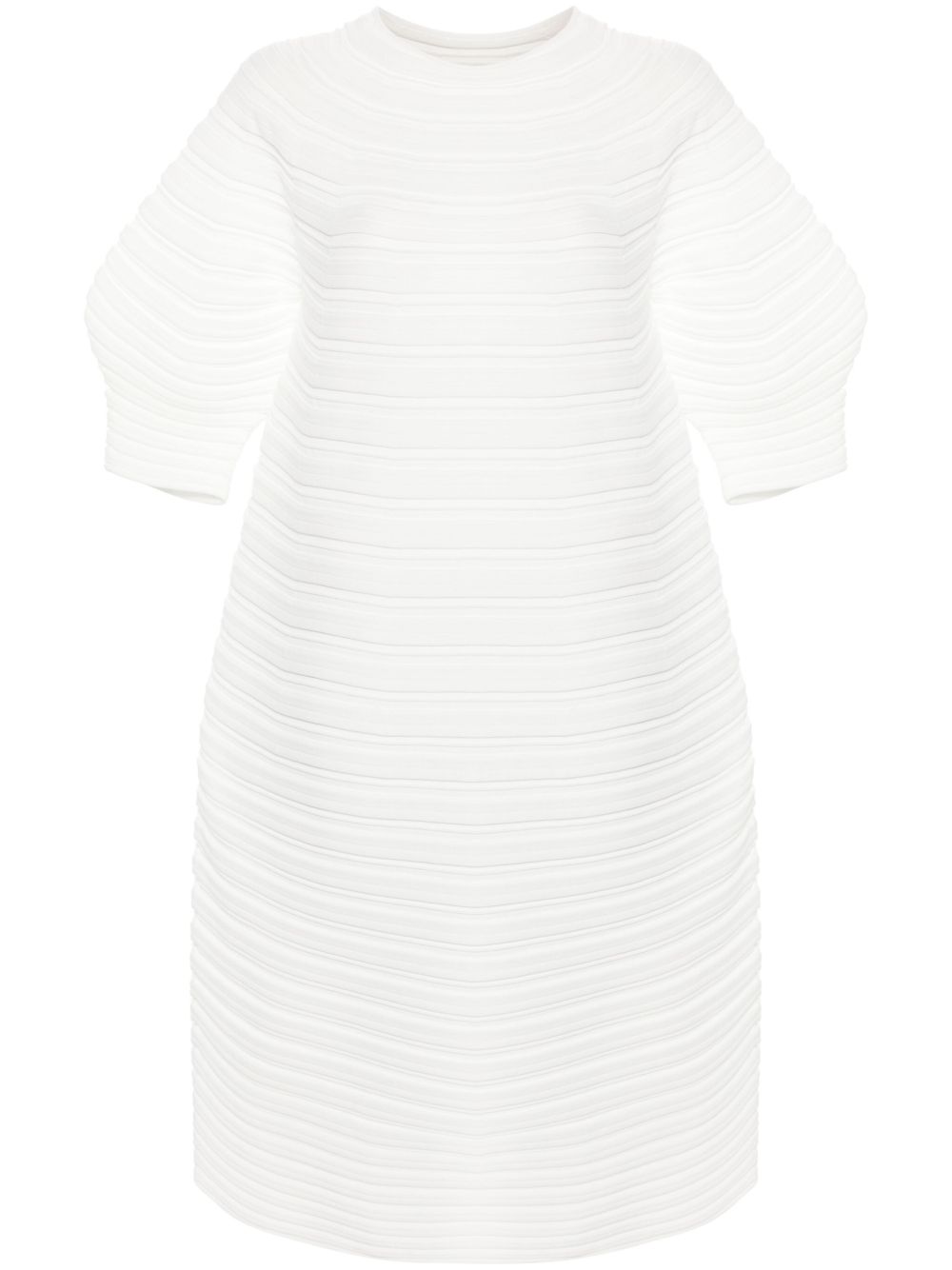 Pleats Please Issey Miyake 罗纹中长连衣裙 - 白色