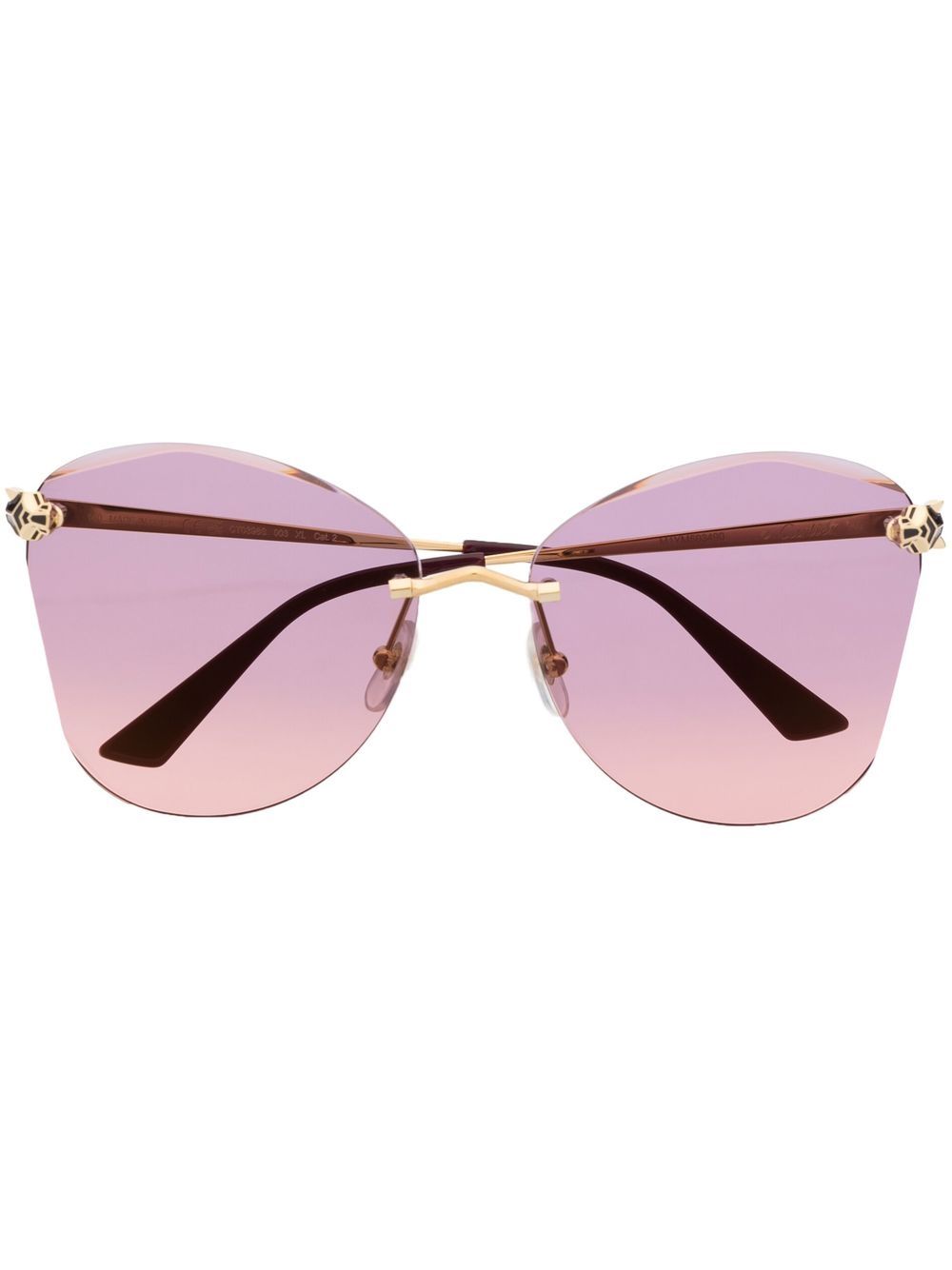 Cartier Eyewear 圆形无框太阳眼镜 - 金色