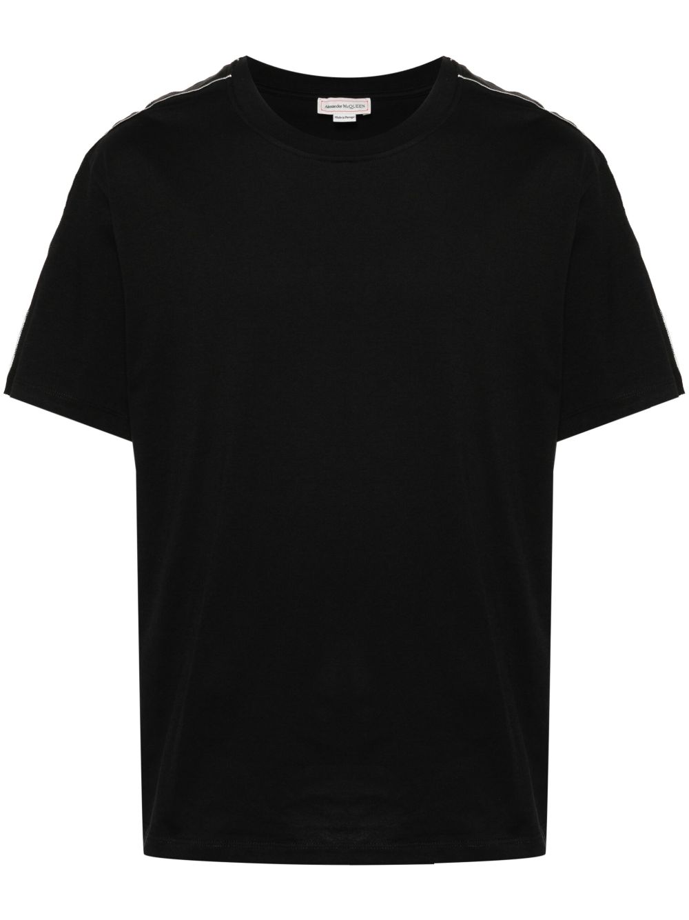 Alexander McQueen logo边饰棉T恤 - 黑色