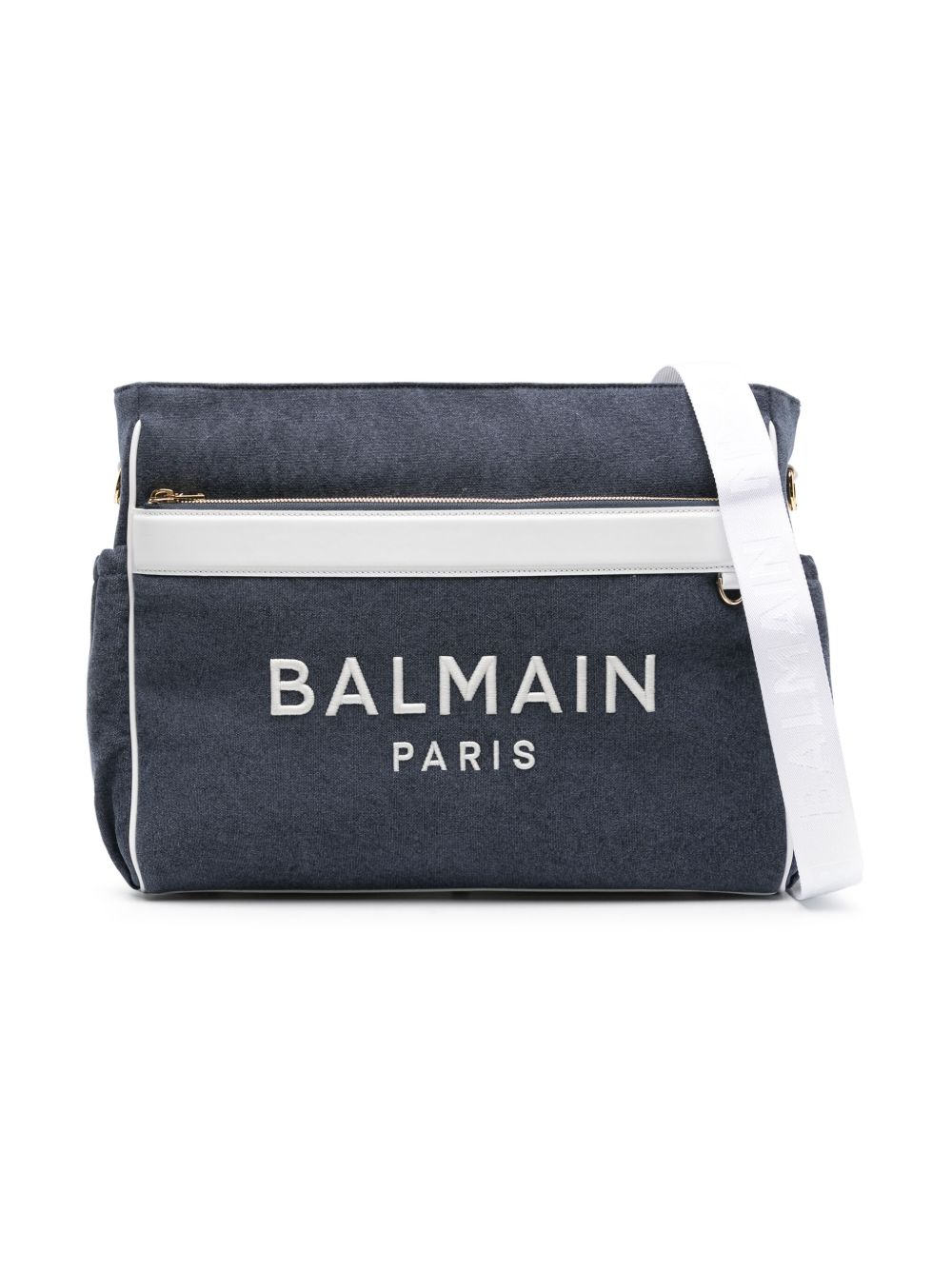 Balmain Kids logo刺绣帆布母婴包 - 蓝色
