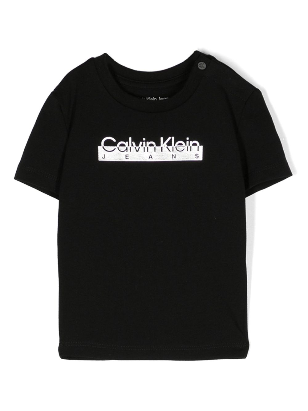 Calvin Klein Kids logo印花棉混纺T恤 - 黑色