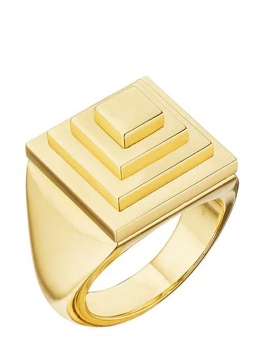 Cadar 18K黄金 Pyramid 图章戒指 - 金色