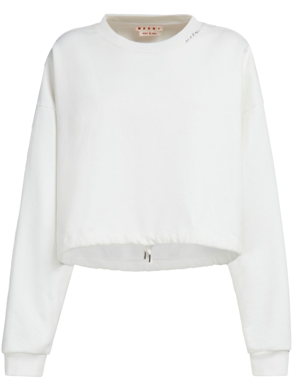 Marni logo刺绣领毛衣 - 白色
