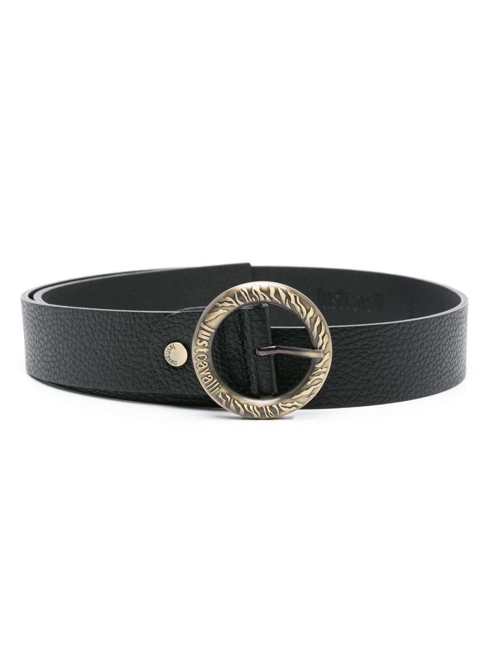 Just Cavalli logo雕刻扣环腰带 - 黑色