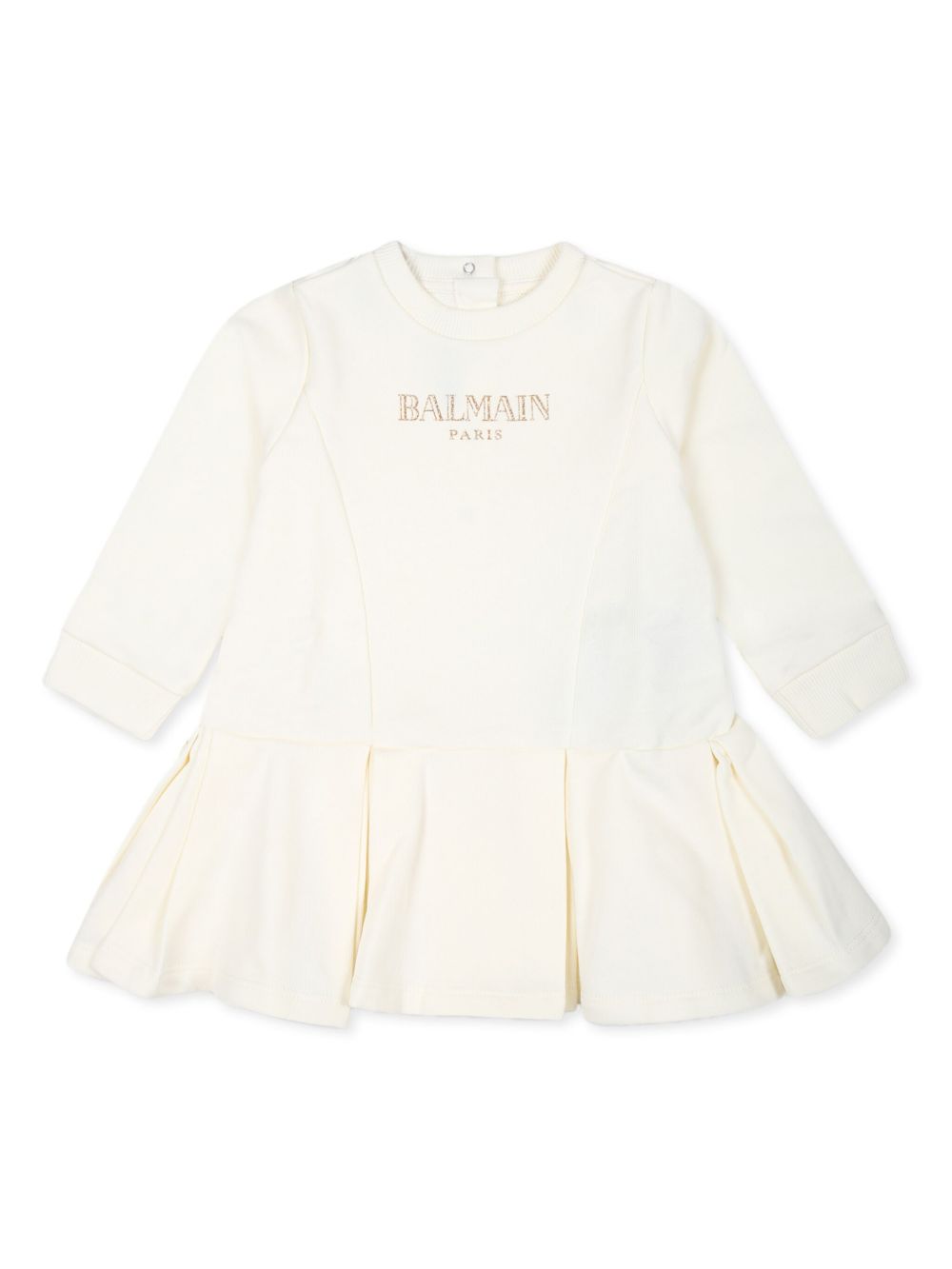 Balmain Kids logo刺绣棉套头式连衣裙 - 中性色