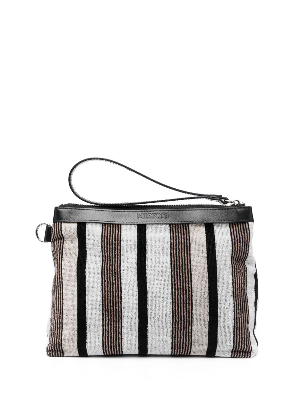 Missoni Home logo条纹洗漱包 - 灰色