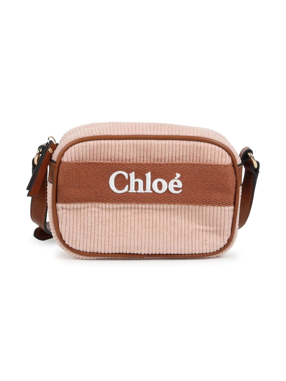 Chloé Kids logo刺绣单肩包 - 粉色