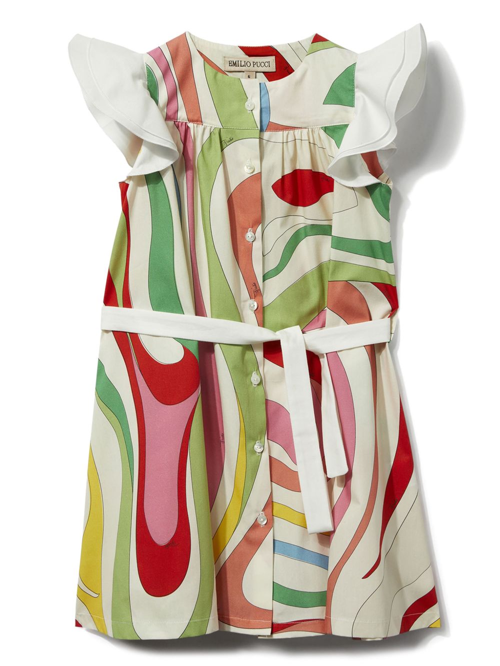 PUCCI Junior Marmo 印花无袖连衣裙 - 白色