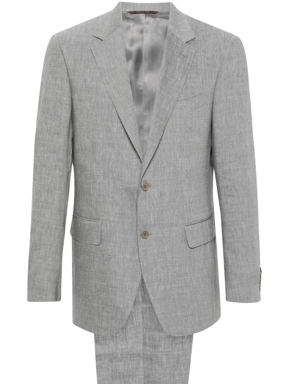 Canali 竹节纹理西装套装 - 灰色