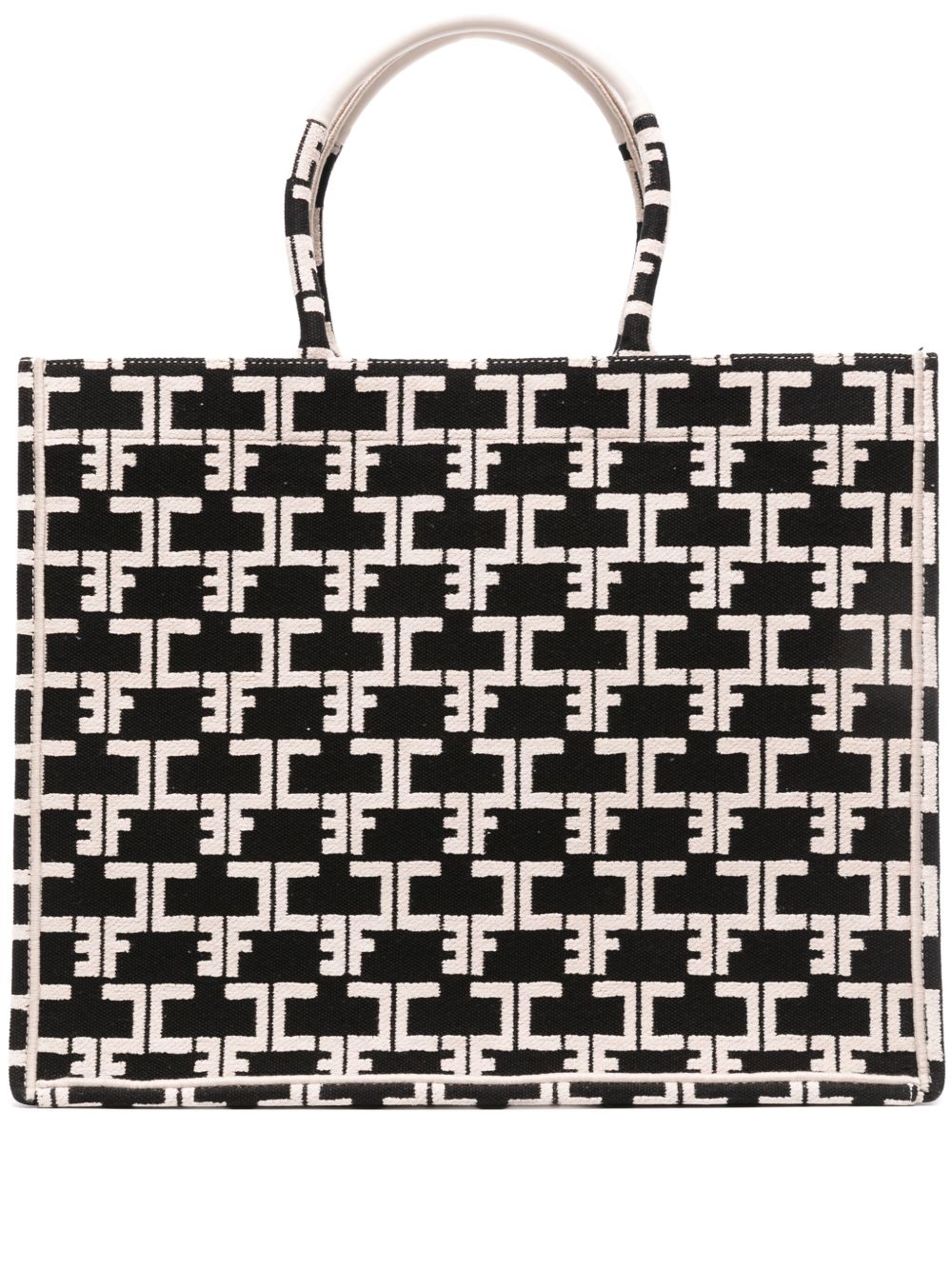 Elisabetta Franchi Monogram 大号托特包 - 黑色