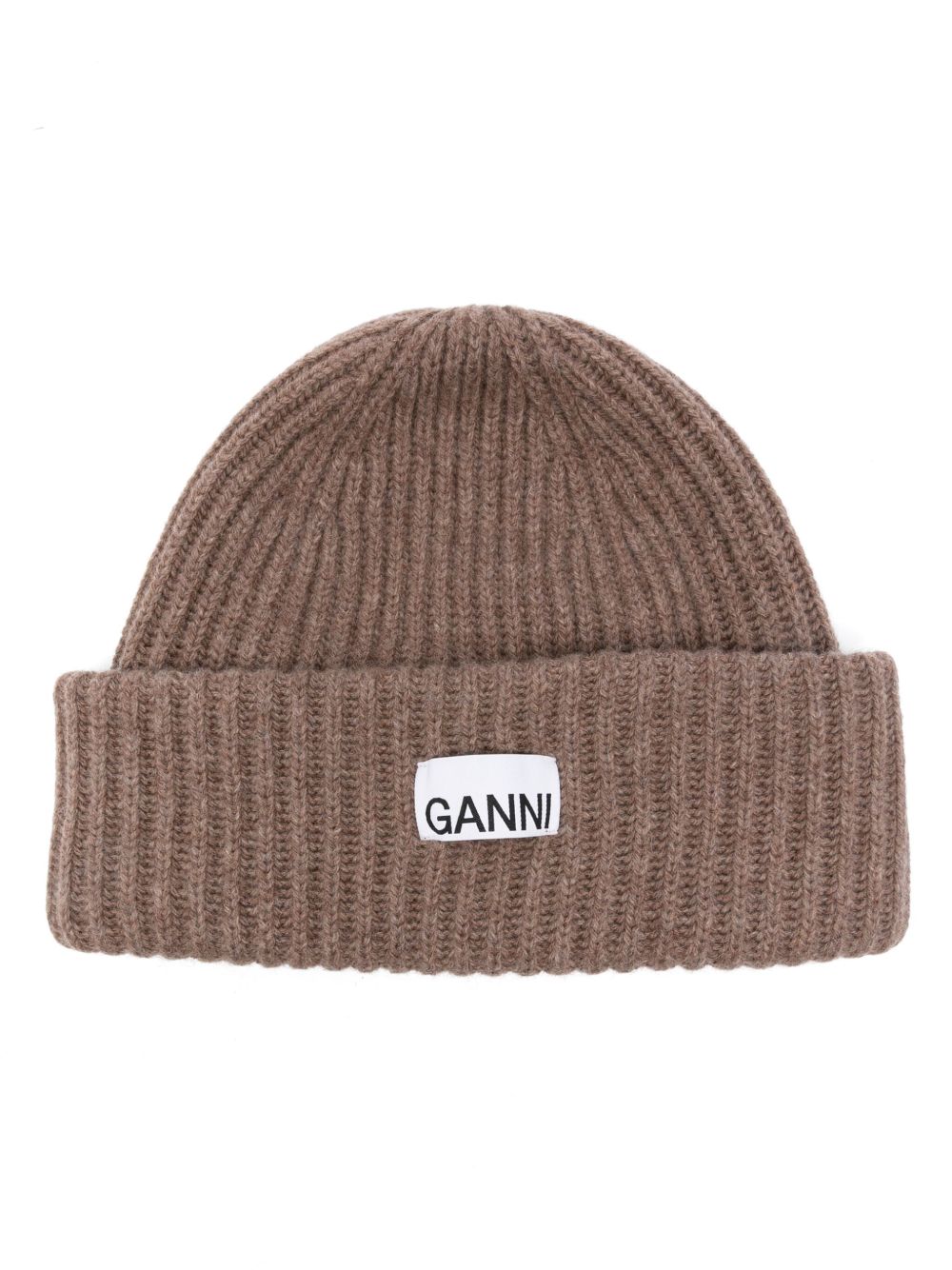 GANNI 罗纹套头帽 - 褐色