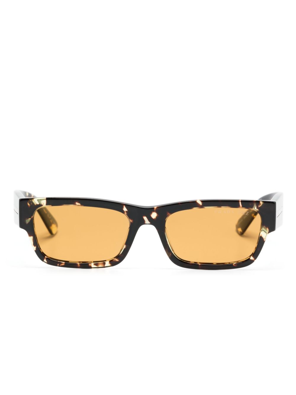 Prada Eyewear 玳瑁纹长方形框太阳眼镜 - 褐色