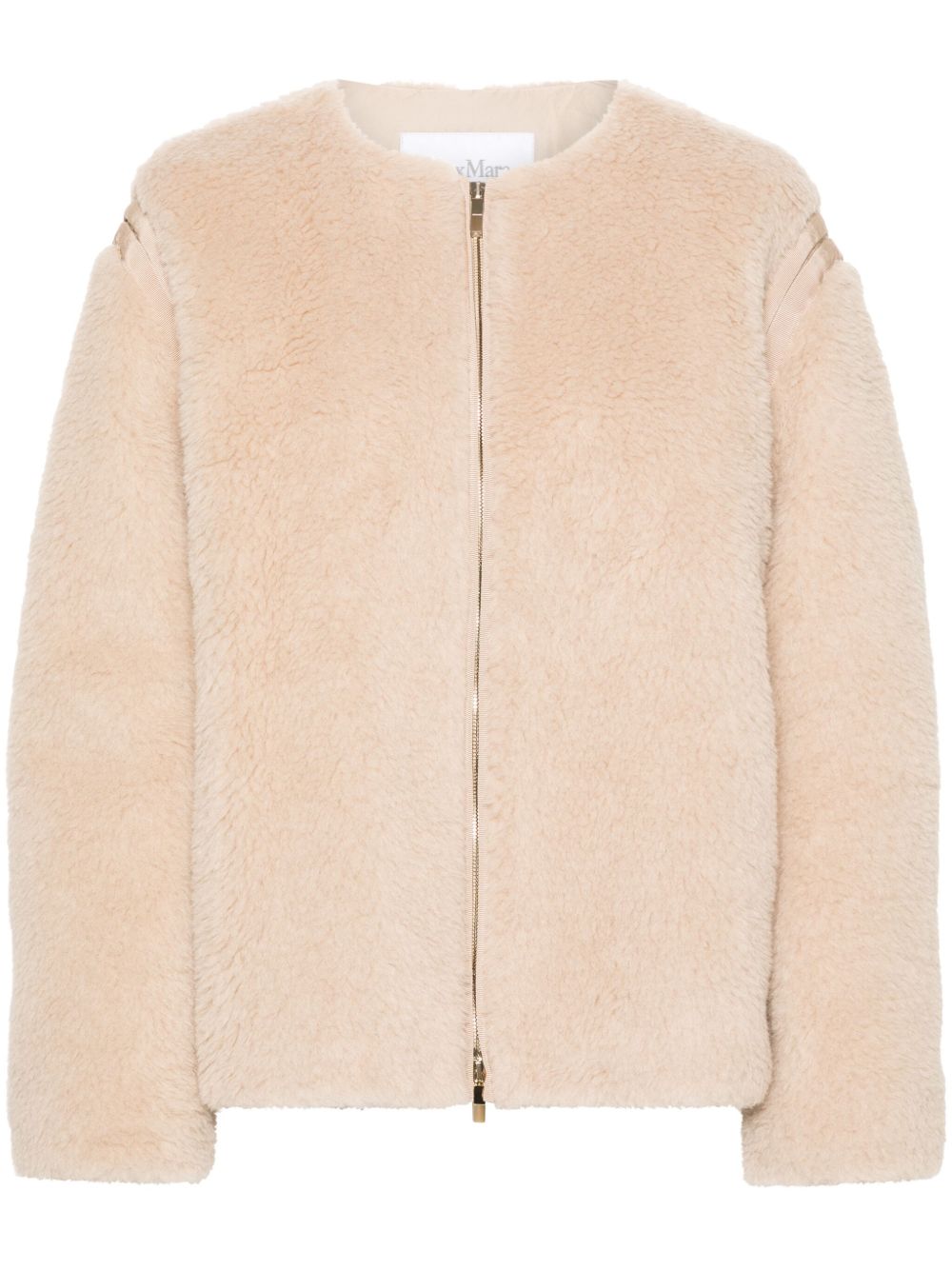 Max Mara 罗纹拼接羊毛混纺外套 - 中性色