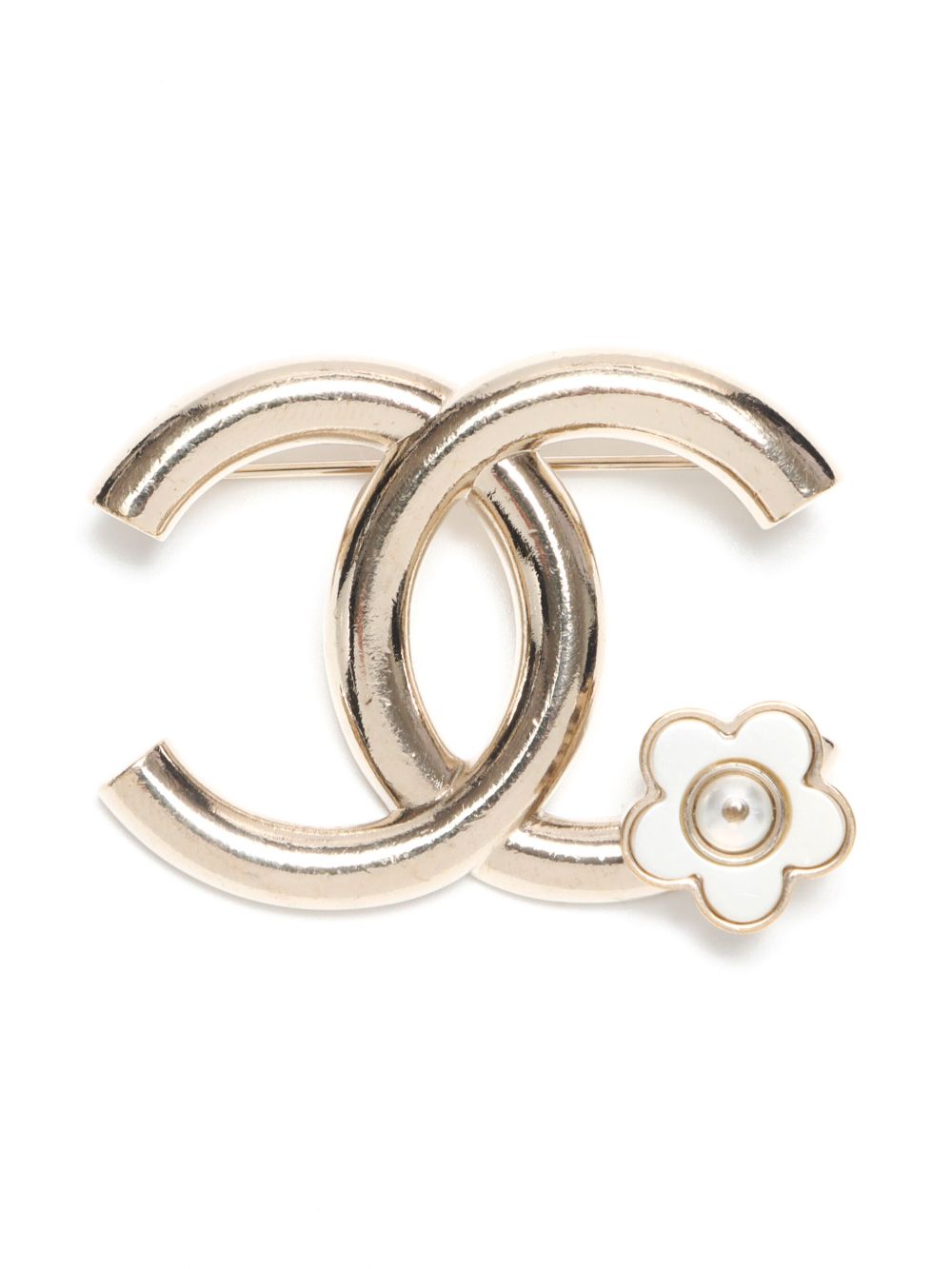 CHANEL Pre-Owned CC Camellia 胸针（2018年典藏款） - 金色