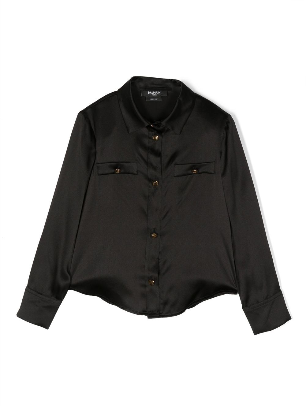 Balmain Kids 纯色真丝衬衫 - 黑色