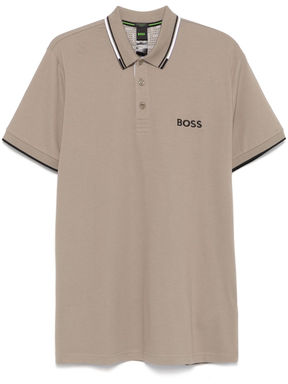 BOSS logo刺绣polo衫 - 灰色