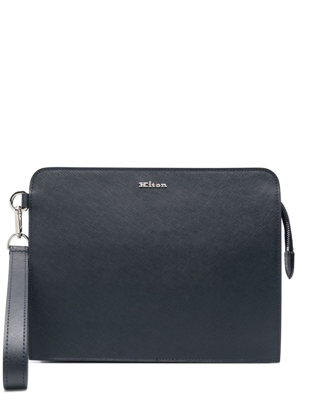 Kiton logo手拿包 - 蓝色