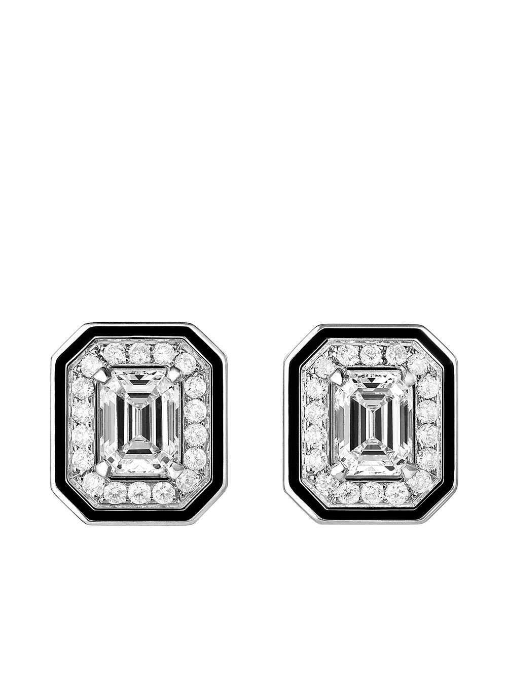 Boucheron Vendôme Liseré 18K白金钻石耳钉 - 银色
