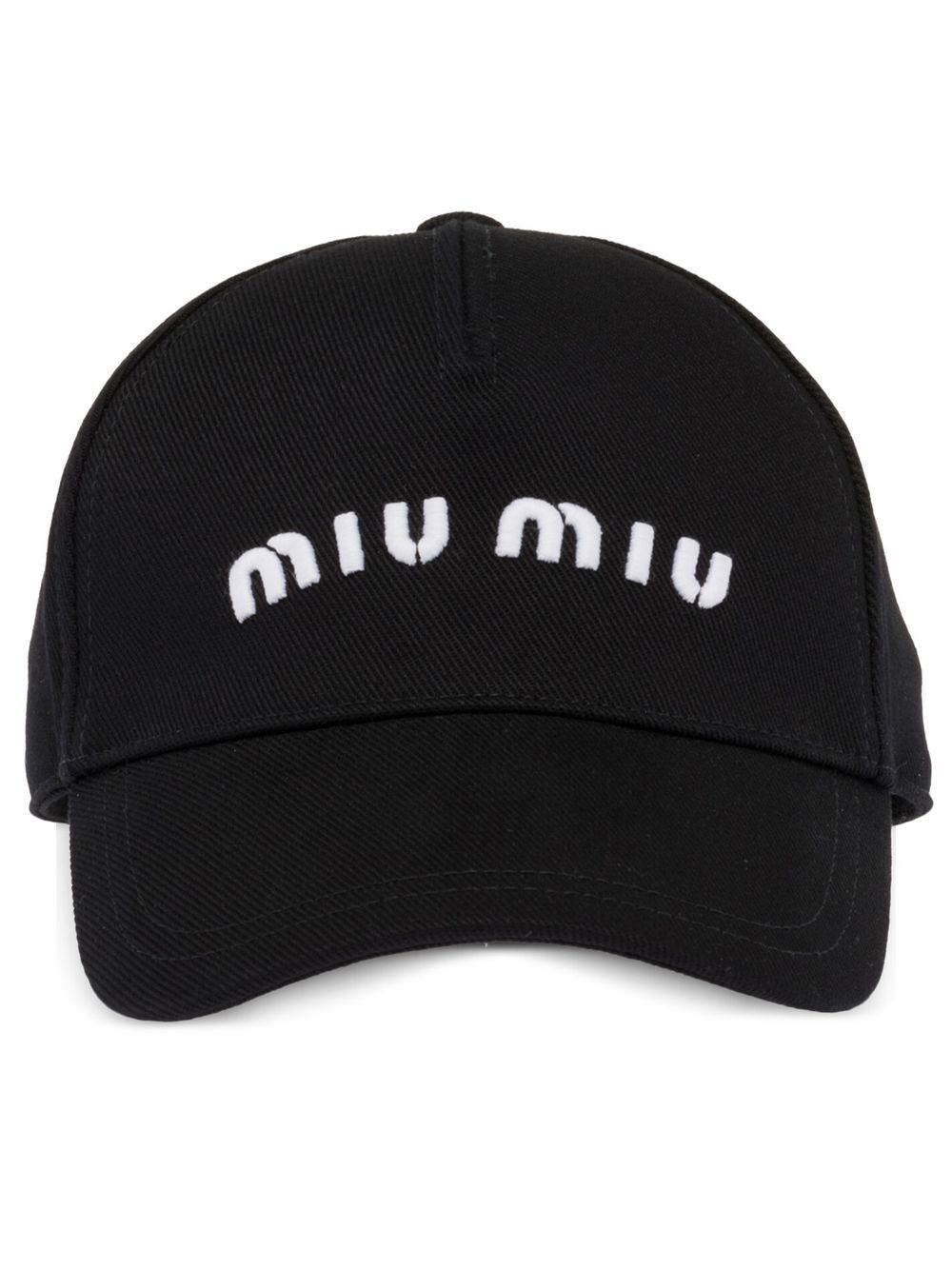 Miu Miu Drill logo刺绣棒球帽 - 黑色