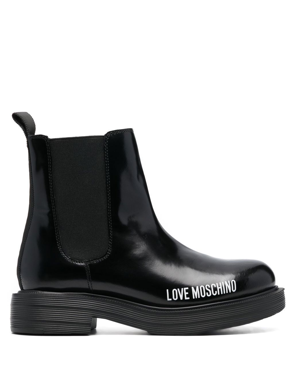 Love Moschino 莫斯奇诺 logo印花及踝靴 - 黑色