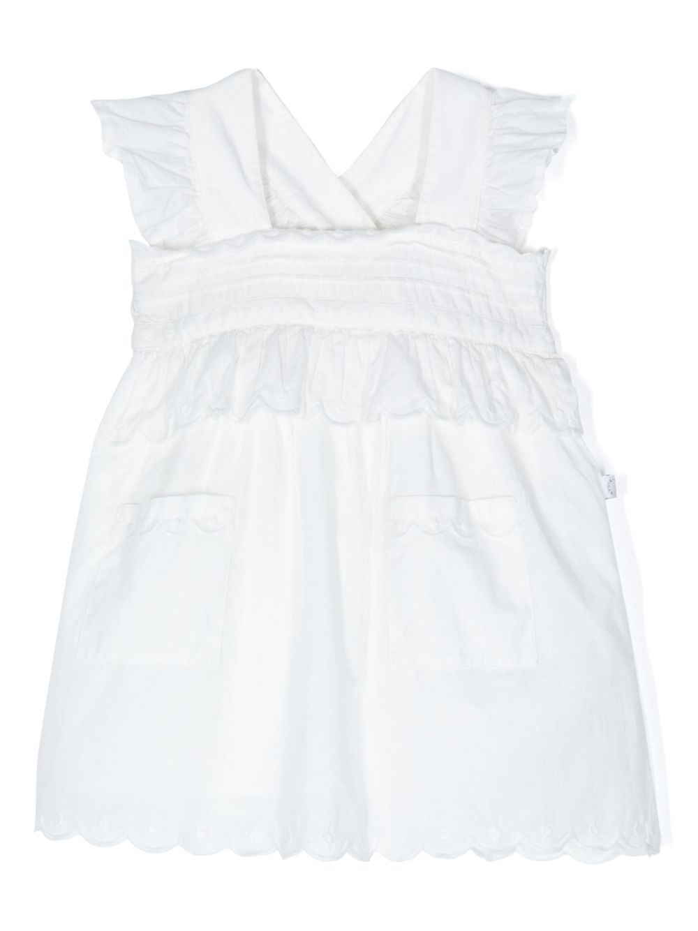 Stella McCartney Kids 马德拉刺绣棉连衣裙 - 白色