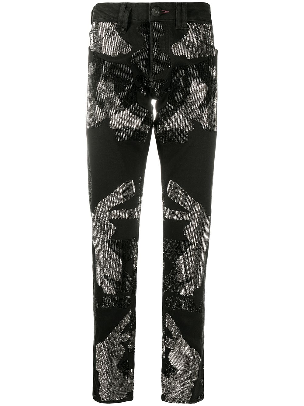 Philipp Plein Camouflage Super Straight Cut 牛仔裤 - 黑色