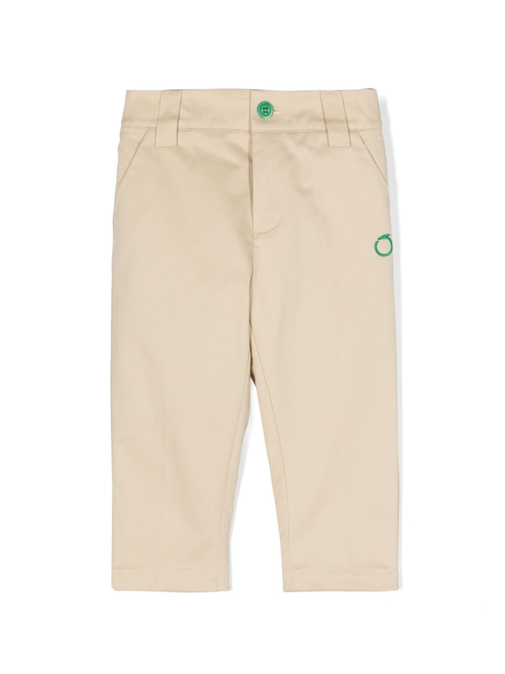 TRUSSARDI JUNIOR logo刺绣锥形裤 - 中性色