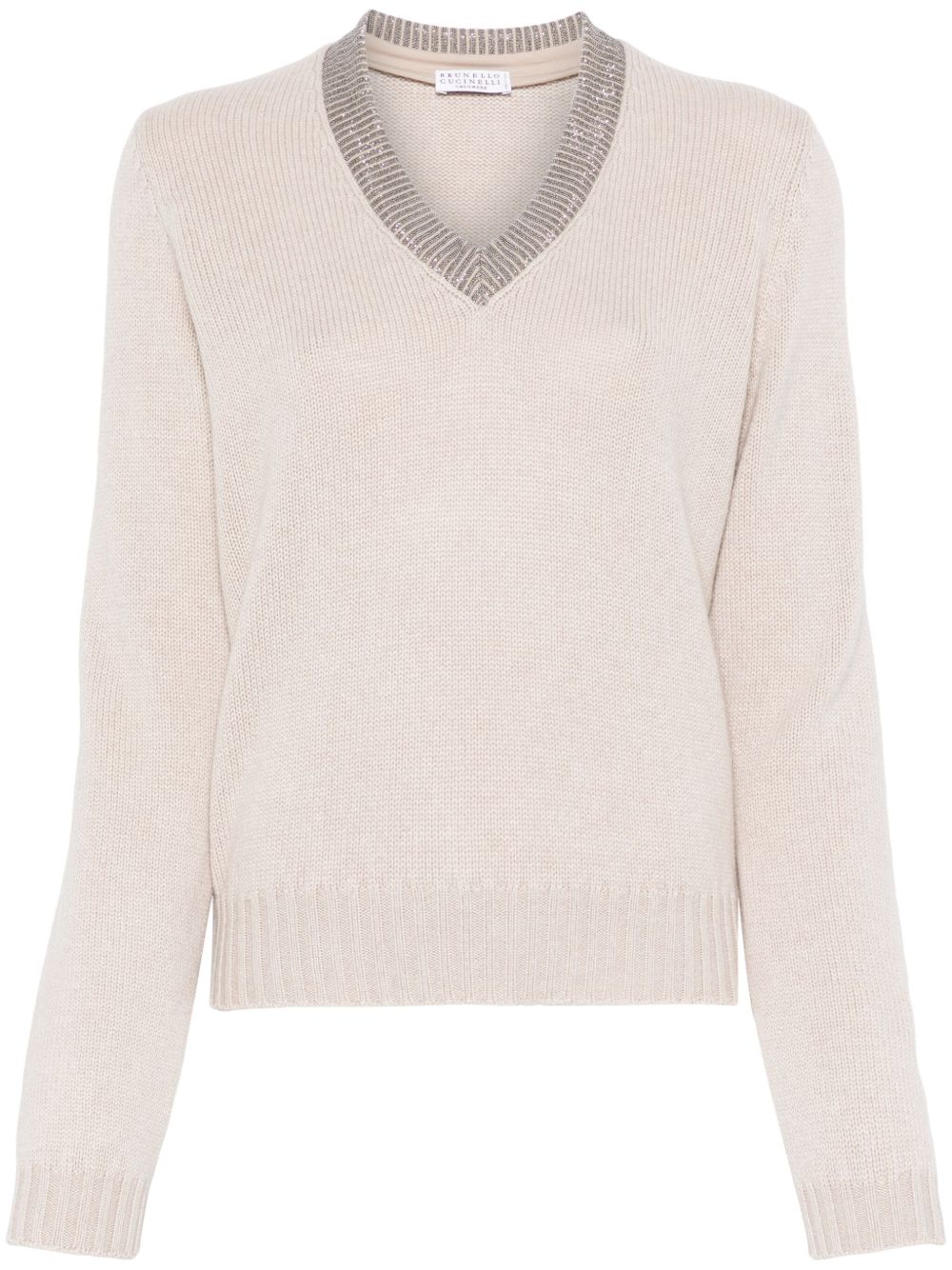 Brunello Cucinelli Monili 搭链细节毛衣 - 中性色