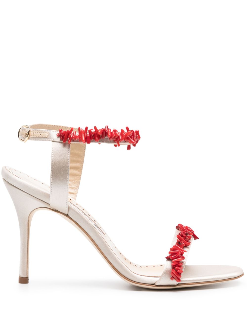 Manolo Blahnik Cienzan 缎面高跟凉鞋 - 中性色