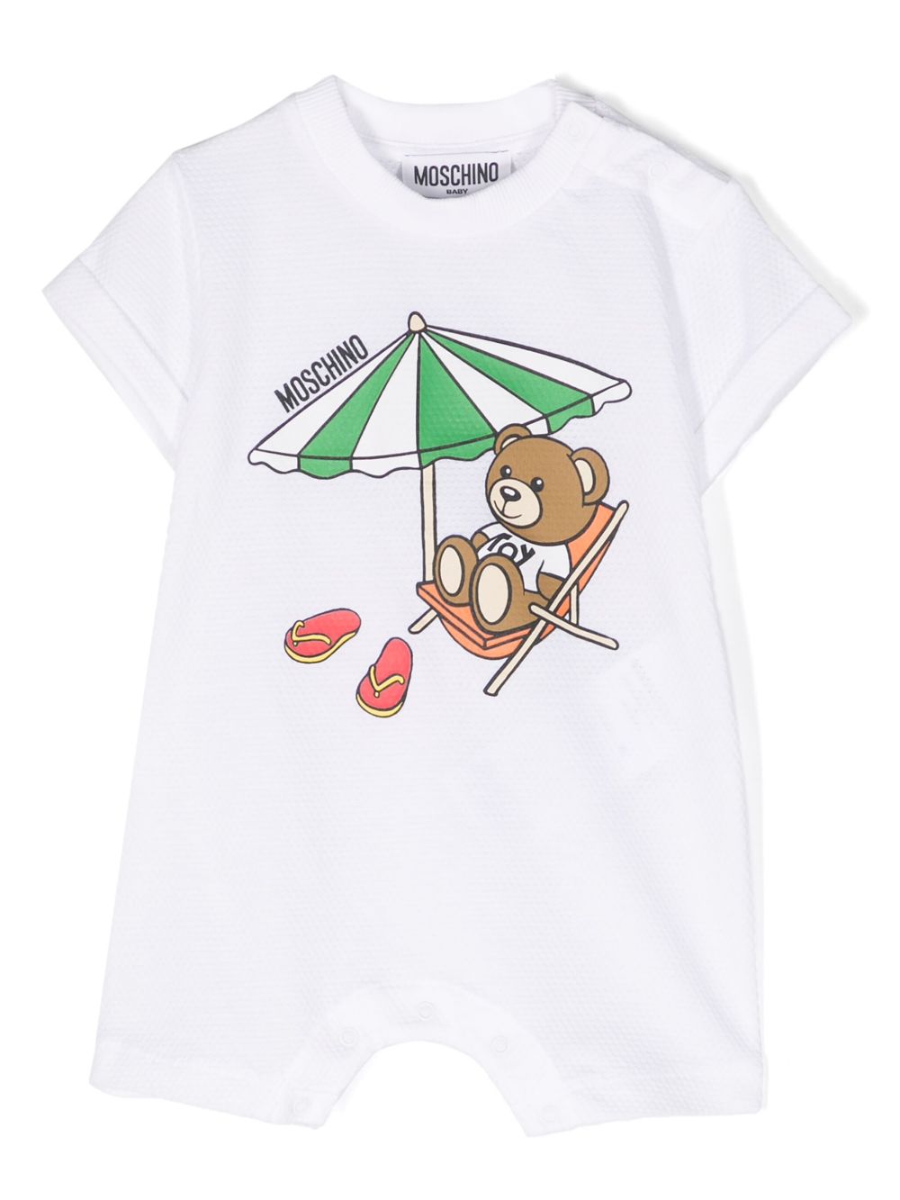 Moschino Kids Teddy Bear 棉连体短裤 - 白色