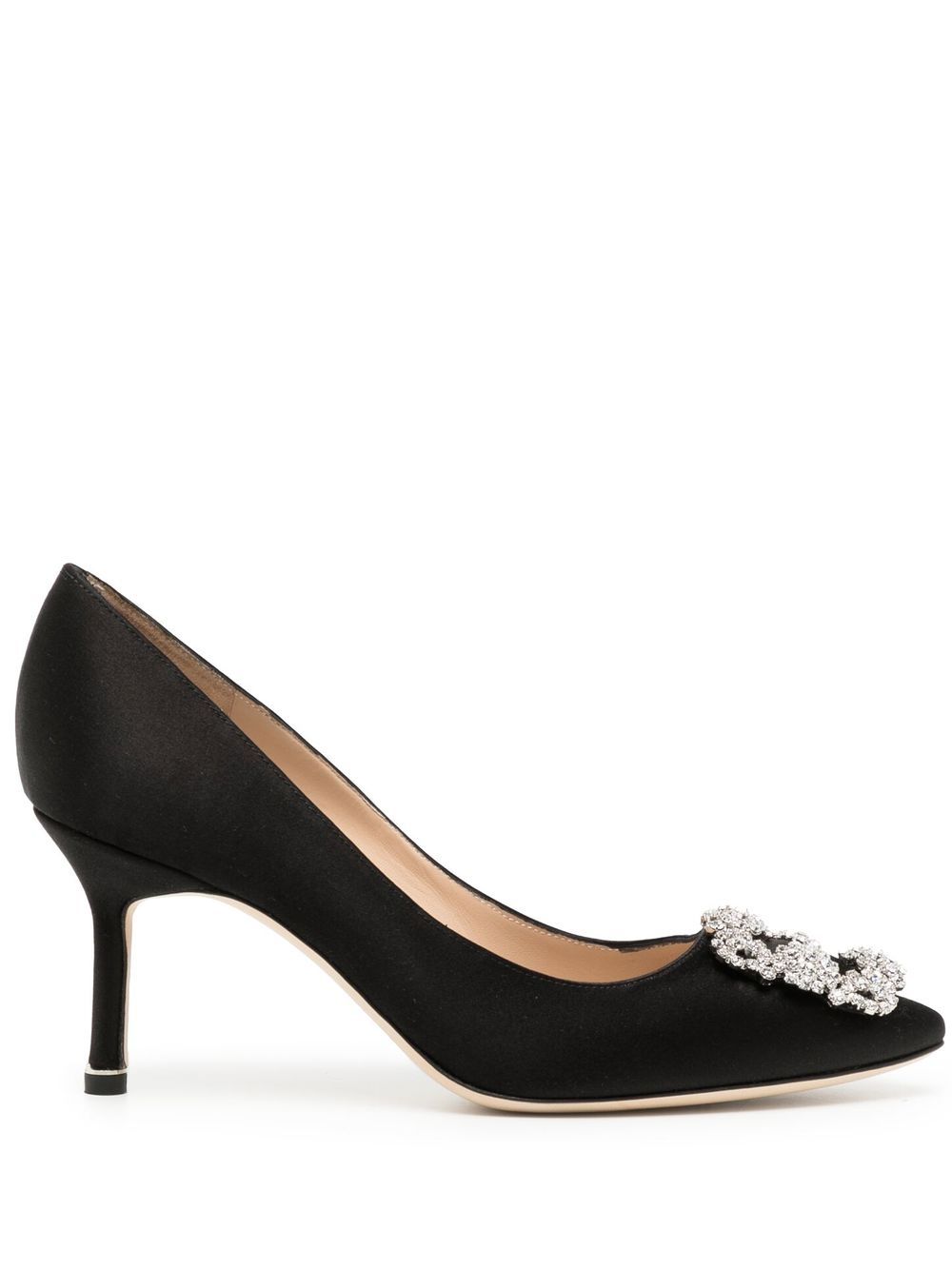 Manolo Blahnik Hangisi 晶饰扣环高跟鞋 - 黑色